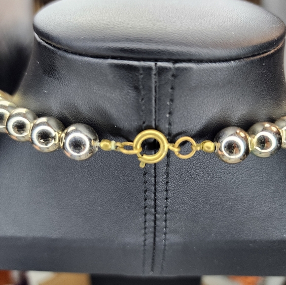 Vtg Graduated Gold Tone Bead Necklace - Picture 5 of 5